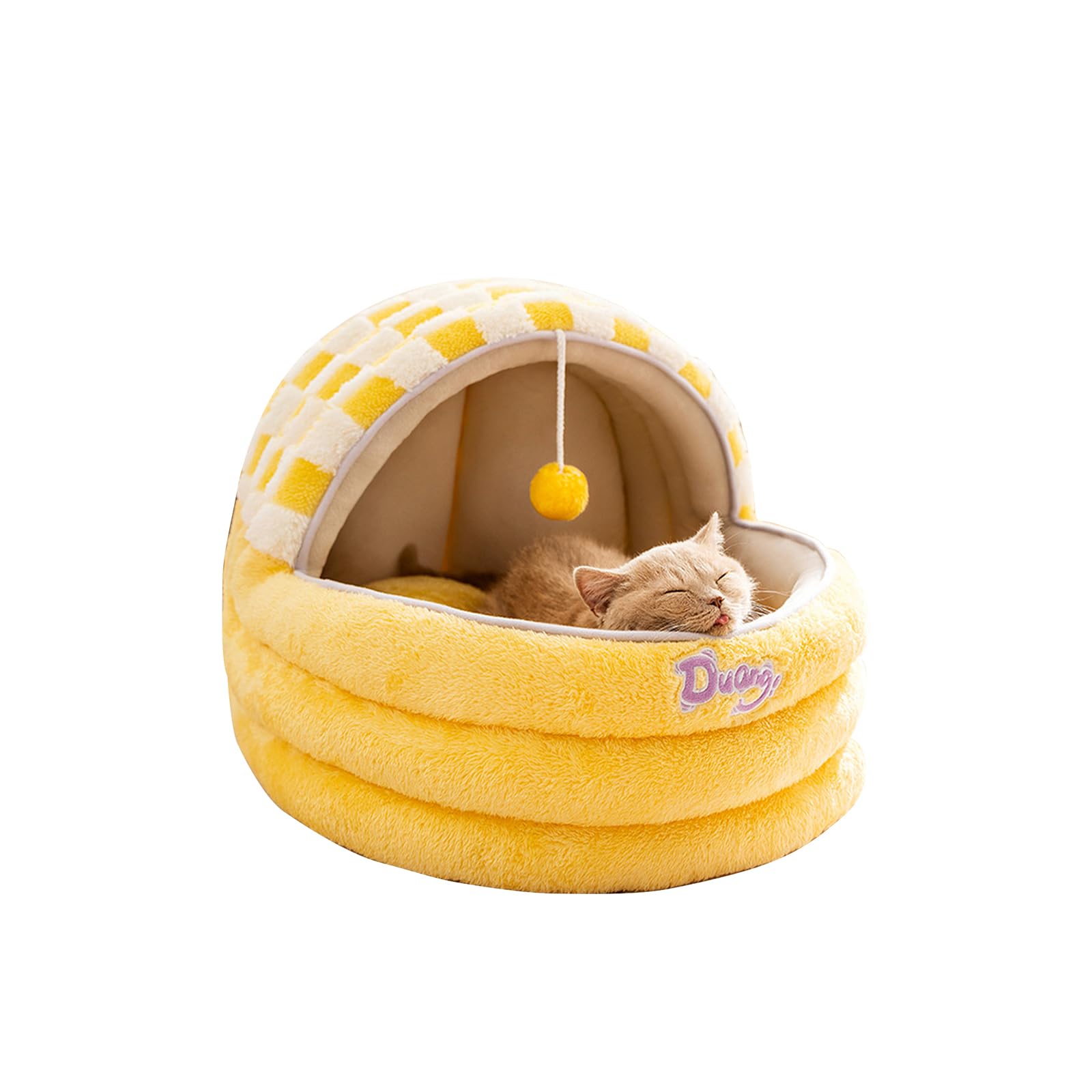 Galatée Indoor Lovely Plush Igloo - Cat Cave Bed & Dog Bed (L, Yellow)