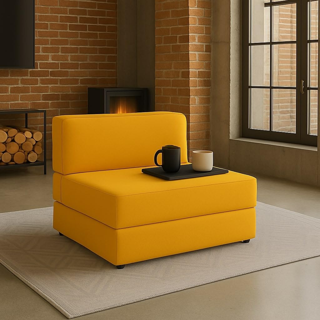 PUM PUM 2 Seater EPE Foam Sofa Cum Bed in Velvet Fabric with Washable Cover | Foldable Couch & Bed | Size 3 x 6 Ft | Perfect for Home, Living Room & Office Guests,Yellow PUM PUM 2 Seater EPE Foam Sofa Cum Bed in Velvet Fabric with Washable Cover | Foldable Couch & Bed | Size 3 x 6 Ft | Perfect for Home, Living Room & Office Guests,Yellow