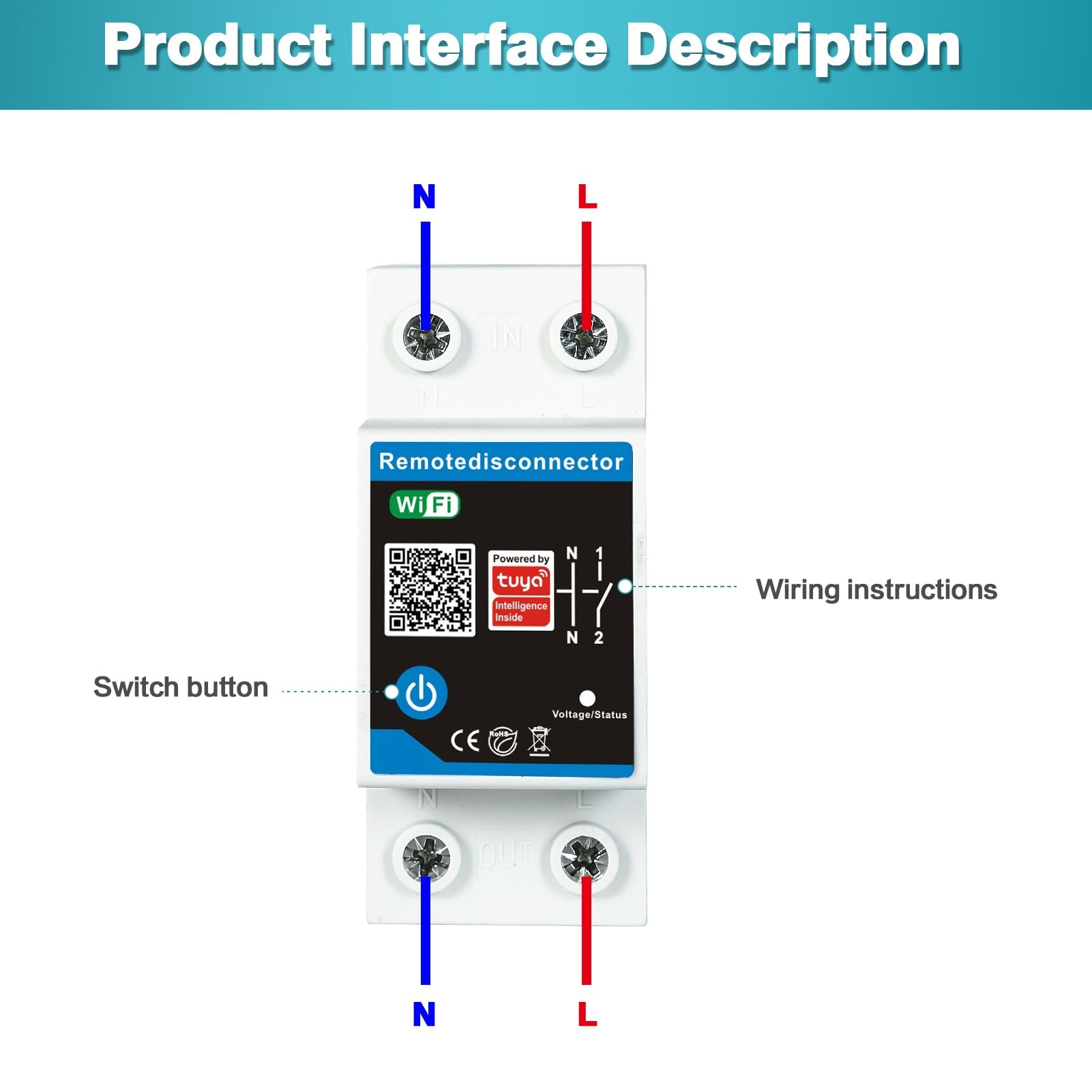 DEWIN Minuterie sur Rail DIN avec Wi-FI, Interrupteur Intelligent Tuya WiFi sur Rail DIN avec Application Mobile et télécommande, 63 A AC 230 V