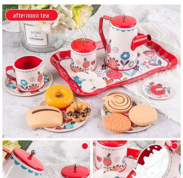 Samtop Children?s Tea Party Set for Girls, Afternoon Tea Playset with Metal Teapot, Cups, Dishes, and Carrying Case, Perfect Princess Gift Toys to Play 2