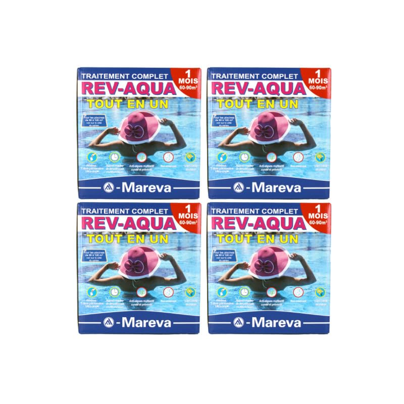 Set mit 4 Rev-Aqua MAREVA Sets Komplettbehandlung für 60 bis 90 m3 Pool - 4 Monate