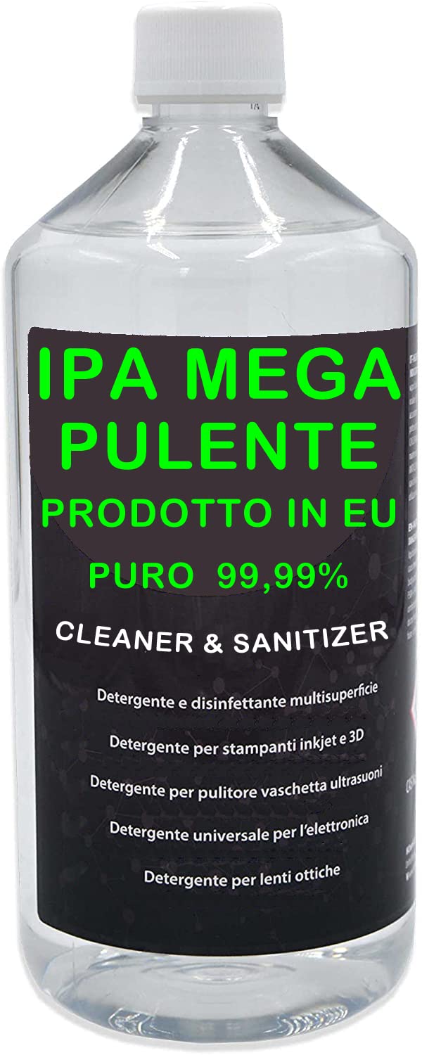 IPA MEGA PULENTE PURO Isopropanolo, Alcool Isopropilico, Detergente per Pulizia Stampanti 3D E Elettronica 1 Litro
