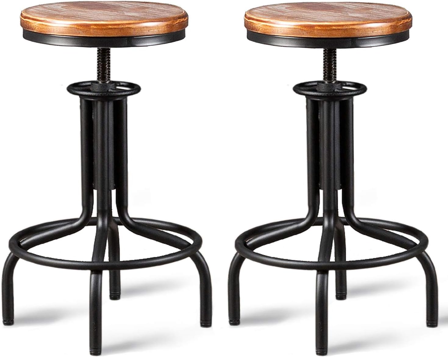 Amazoncom Topower American Antique Industrial Design Metal Adjustable Height Kitchen Dining Breakfast Chair Industrial Style Bar Stool Fully Welded 22 28 Inch Set Of 2 Black