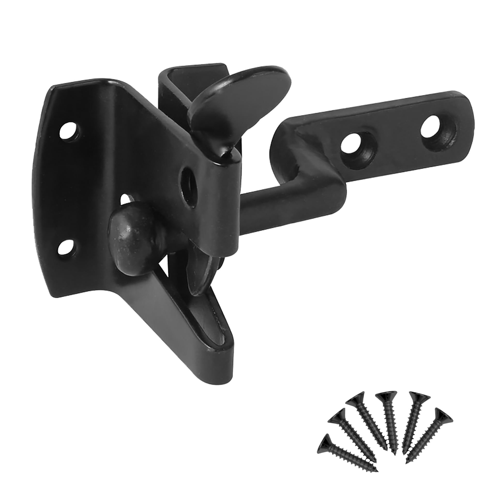 Keypak Auto Gate Latch/Catch, Self Closing Security Hardware Set with Weather Resistant Finish for Wooden Gates, Barn & Shed Doors - Black Powdered
