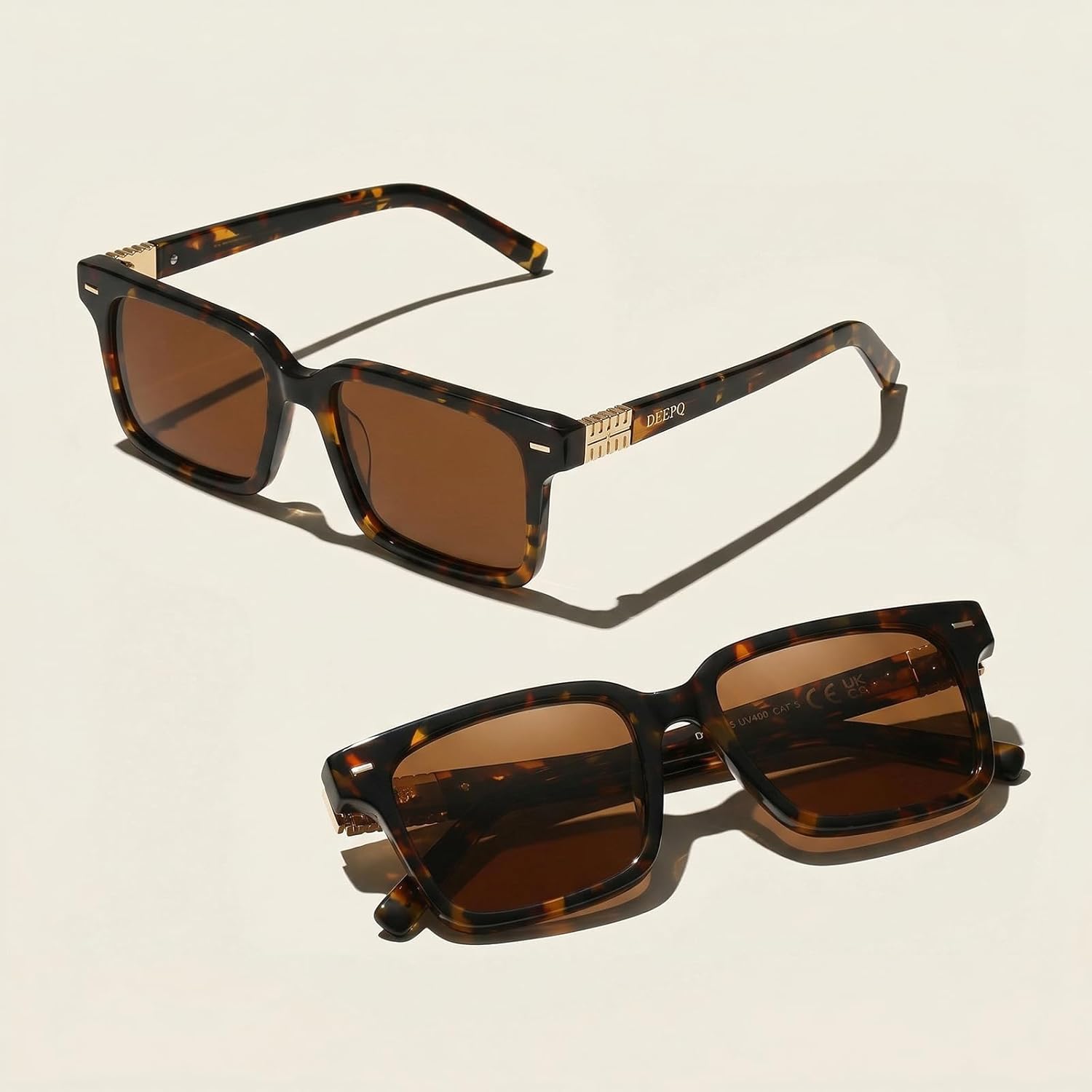 DeepQ Classic Retro Square Polarized Sunglasses Trendy 2026 Classic Vintage Shades Large Frame Sunnies UV400 Lens
