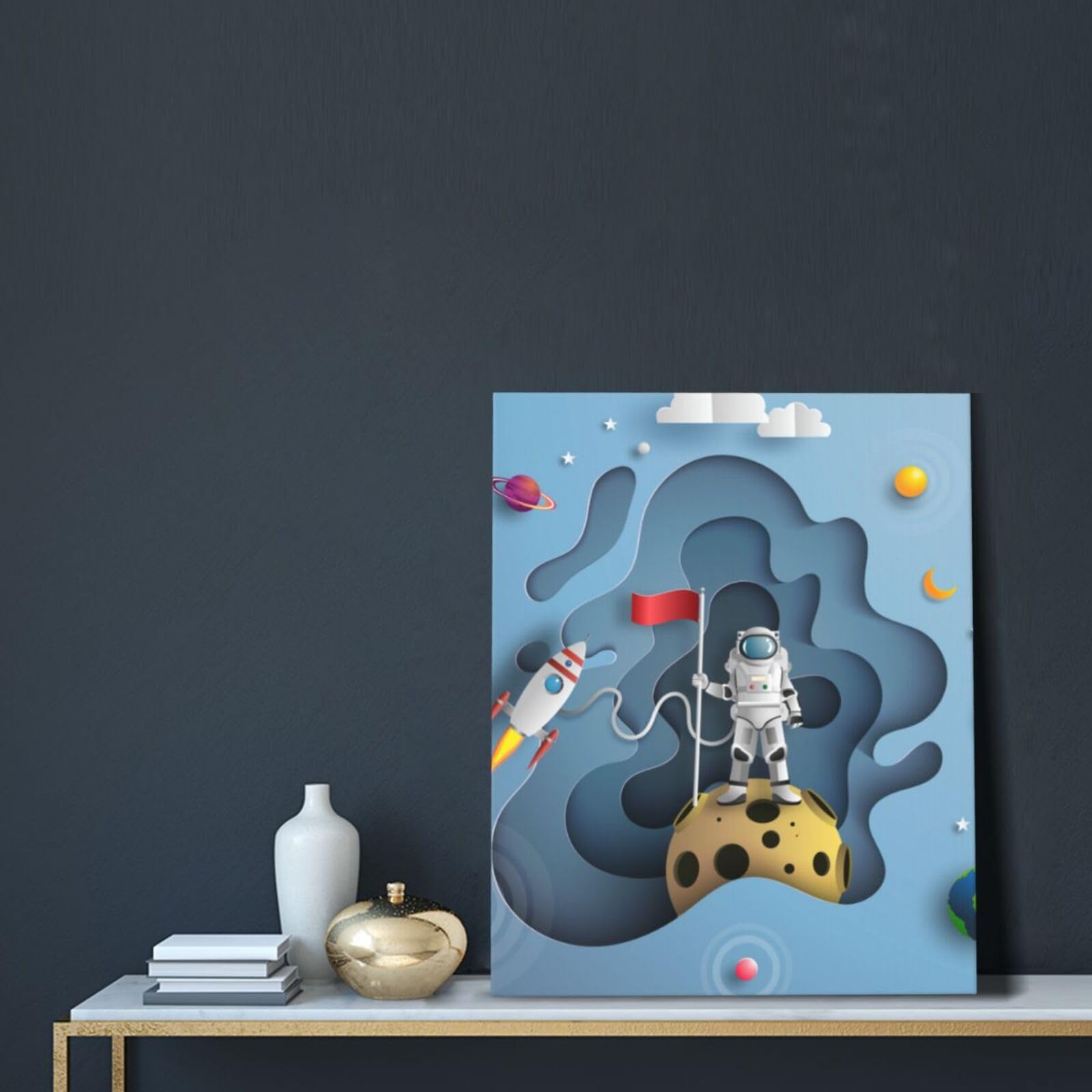 Amazon.co.jp: アートパネル 絵画 天体 ロケット 宇宙 宇宙人 青