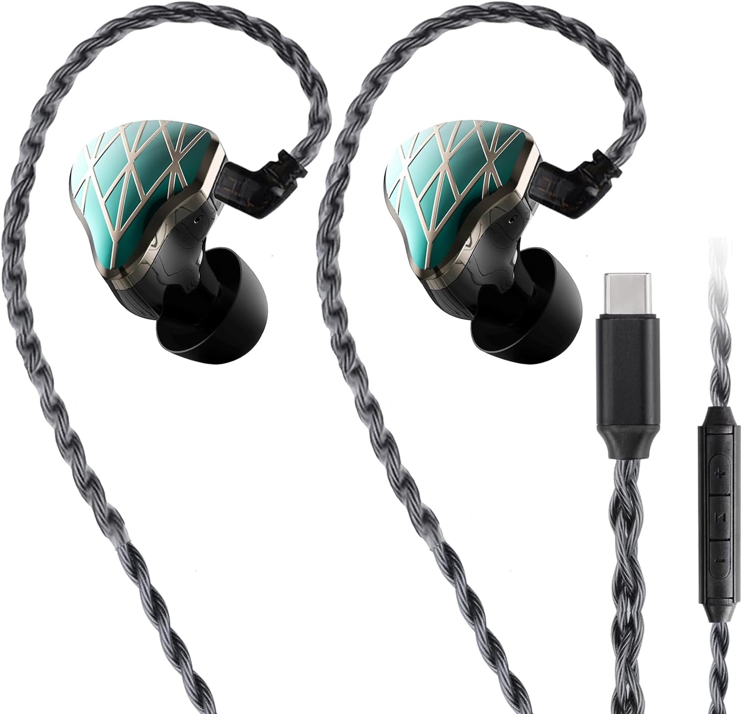 in-Ear Wired Monitor Earbuds, Type-C Port Gaming Voice Earbuds, 0.78mm 2pin IEM DSP Digital HiFi Headphones Cell Phone Computer Universal with Mic