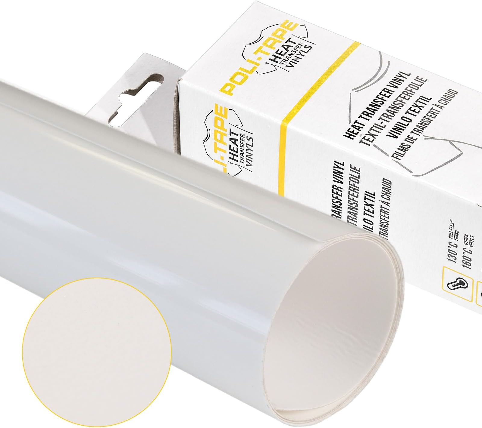 POLI-TAPE TUBITHERM® Flock Transfer Film with Velvety Surface for Textiles - Flock Film for Iron-on, Plotter Film for DIY Shirts, White, 30.5 cm x 61 cm