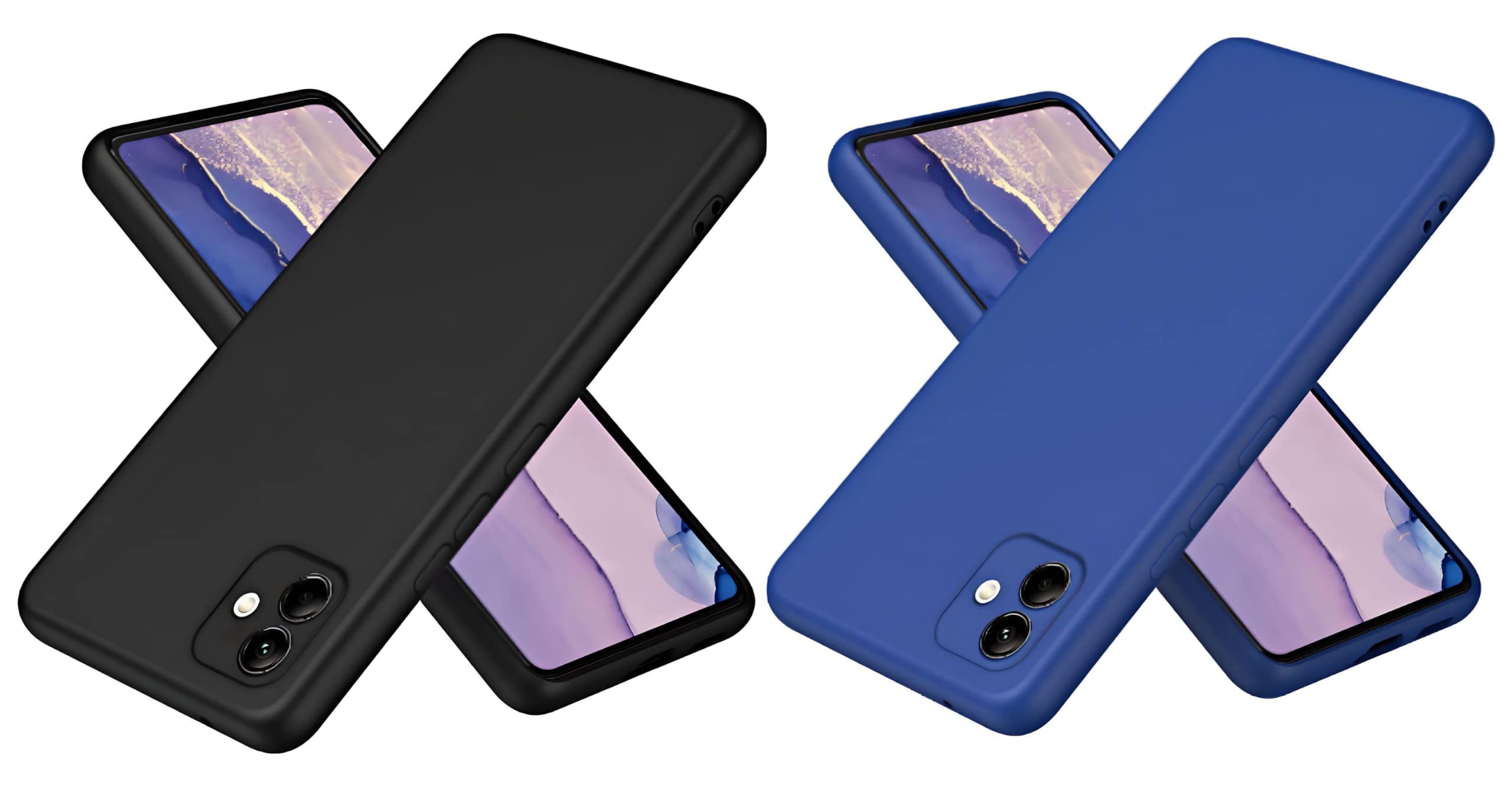 SARAOONT 2 pcs case cover for Samsung A04 global matte soft silicone tpu case cover - slim fit colorful & good grip Black,Blue, (pack of 2)