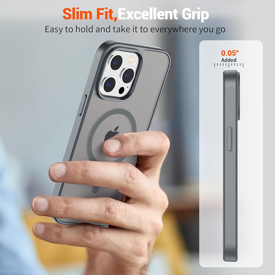 SUPFINE Magnetic for iPhone 13 Pro Max Case (Compatible with MagSafe) (Military Grade Drop Protection) Slim Translucent Matte Shockproof with Anti-Fingerprint Phone Case,Gray - image 7