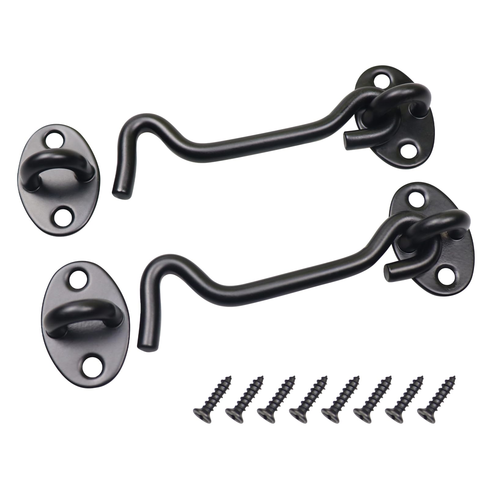 BOQIIKAR 2 Pack Cabin Hook Eye Door Latch, Stainless Steel 14 Inch Gate Cabinet Latches with Mounting Screws
