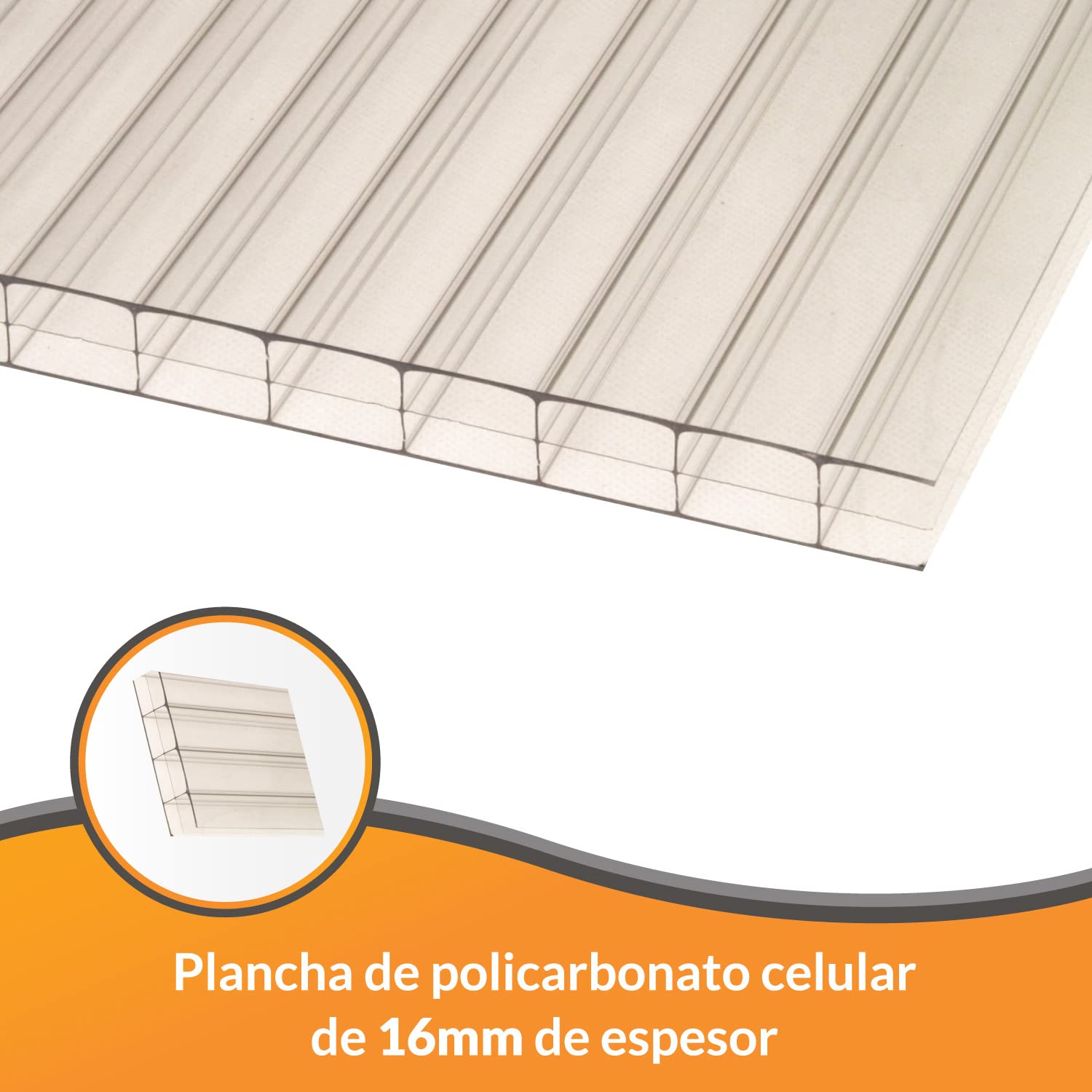 Kit Placas de policarbonato Compacto transparente 16mm - Medida final 1500x2100mm - Incluye accesorios de instalación