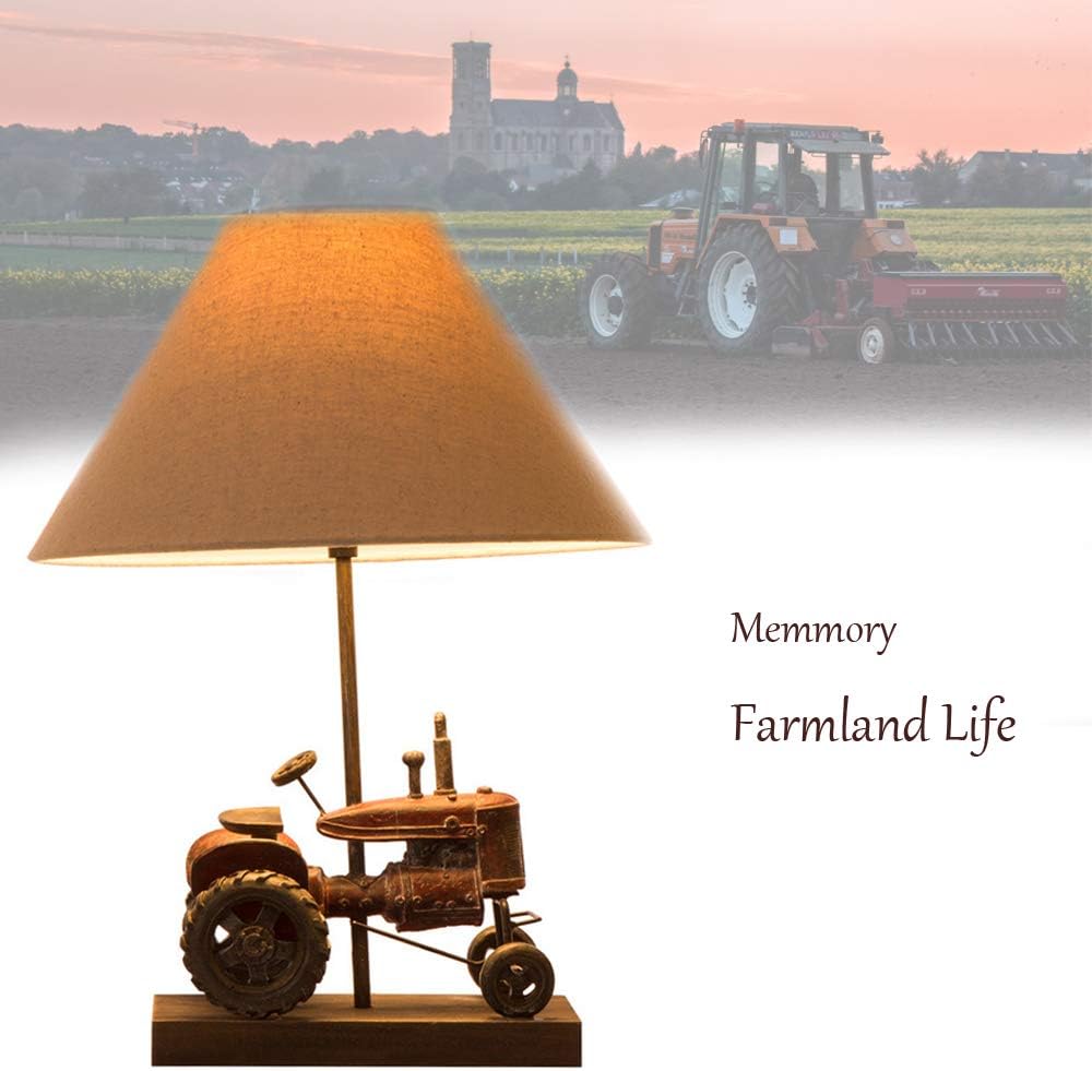 ❤ Crаzу Dеаlѕ Glitzhome 18.9''H Table Lamp-Farmhouse Rustic Design,Traditional Elegant Polyresin Tractor and Wooden Base with Neutral Lampshade&Soft,Ambient Lighting Perfect for Living Room,Office