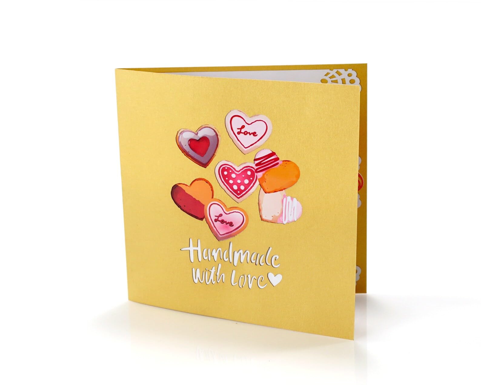 Love Heart Cupcake Pop Up 3D Card. Romantic valentines greeting card for Her,Girlfriend,Wife,Him, Boyfriend,Husband. 15cmx15cm - Image 3