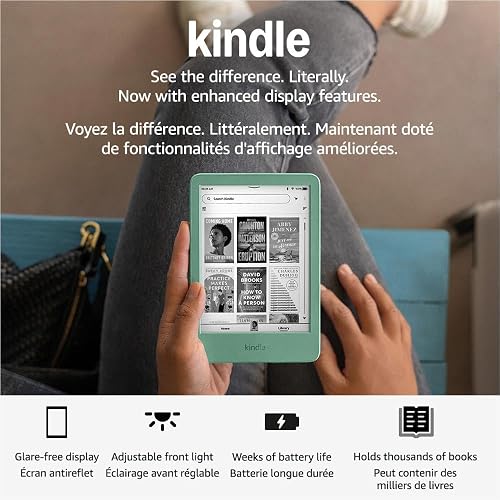 Amazon Kindle 16 GB (newest model) - Lightest and most compact Kindle, now with faster page turns, for an enhanced reading experience - Matcha