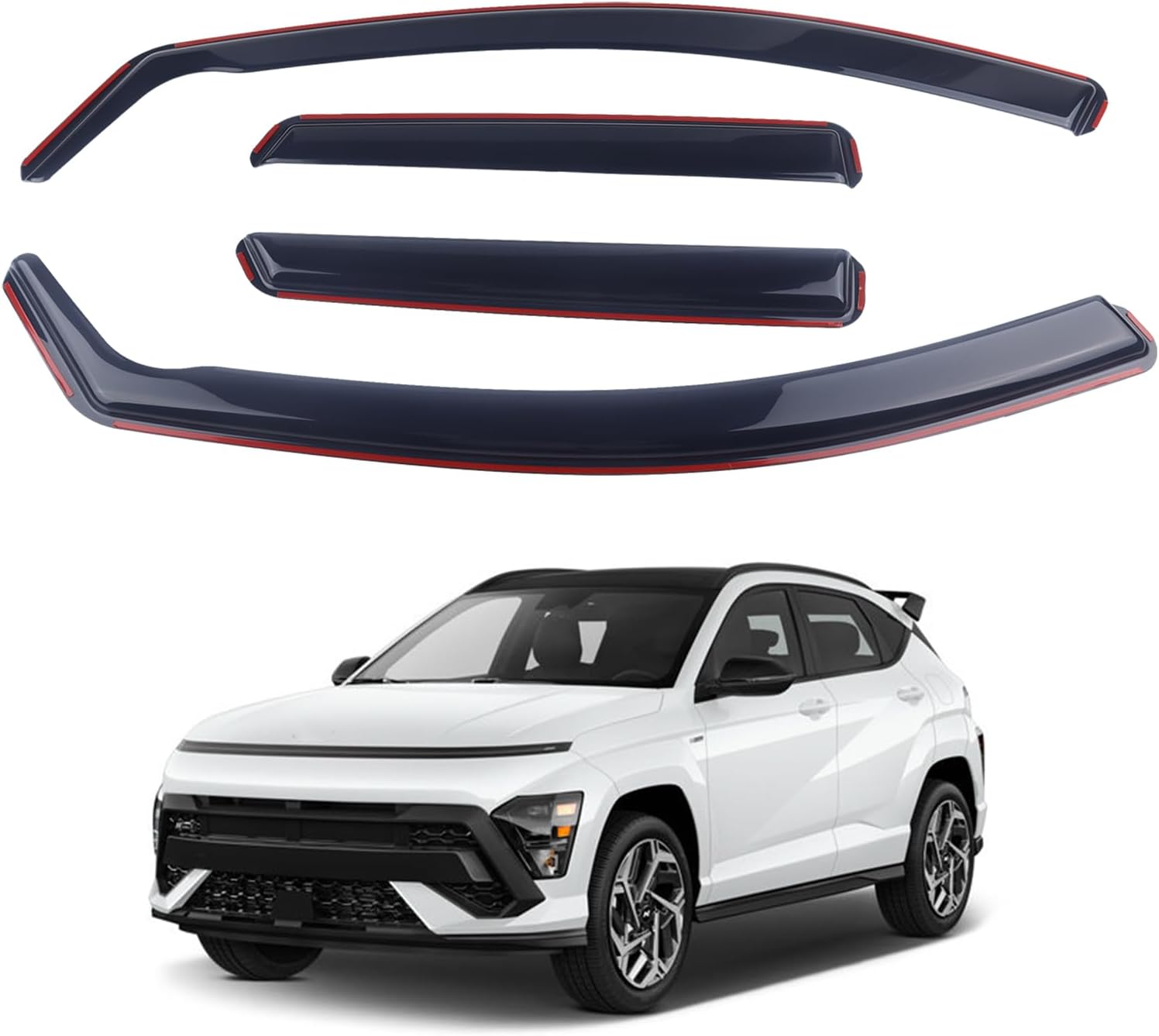 Smoke Black in-Channel Window Visor Window Deflectors Rain Guards Compatible with 2024-2025 Hyundai Kona 4-Piece Set