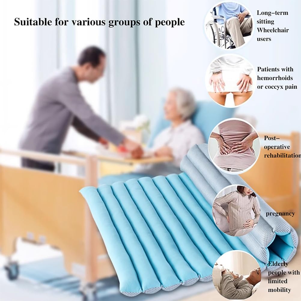 Generico Materasso Antidecubito per Anziani E Disabili per Piaghe da Decubito, Cuscino Traspirante per Il Coccige per la Prevenzione delle Ulcere per Uso Ospedaliero A Casa,Blue a,90×70cm