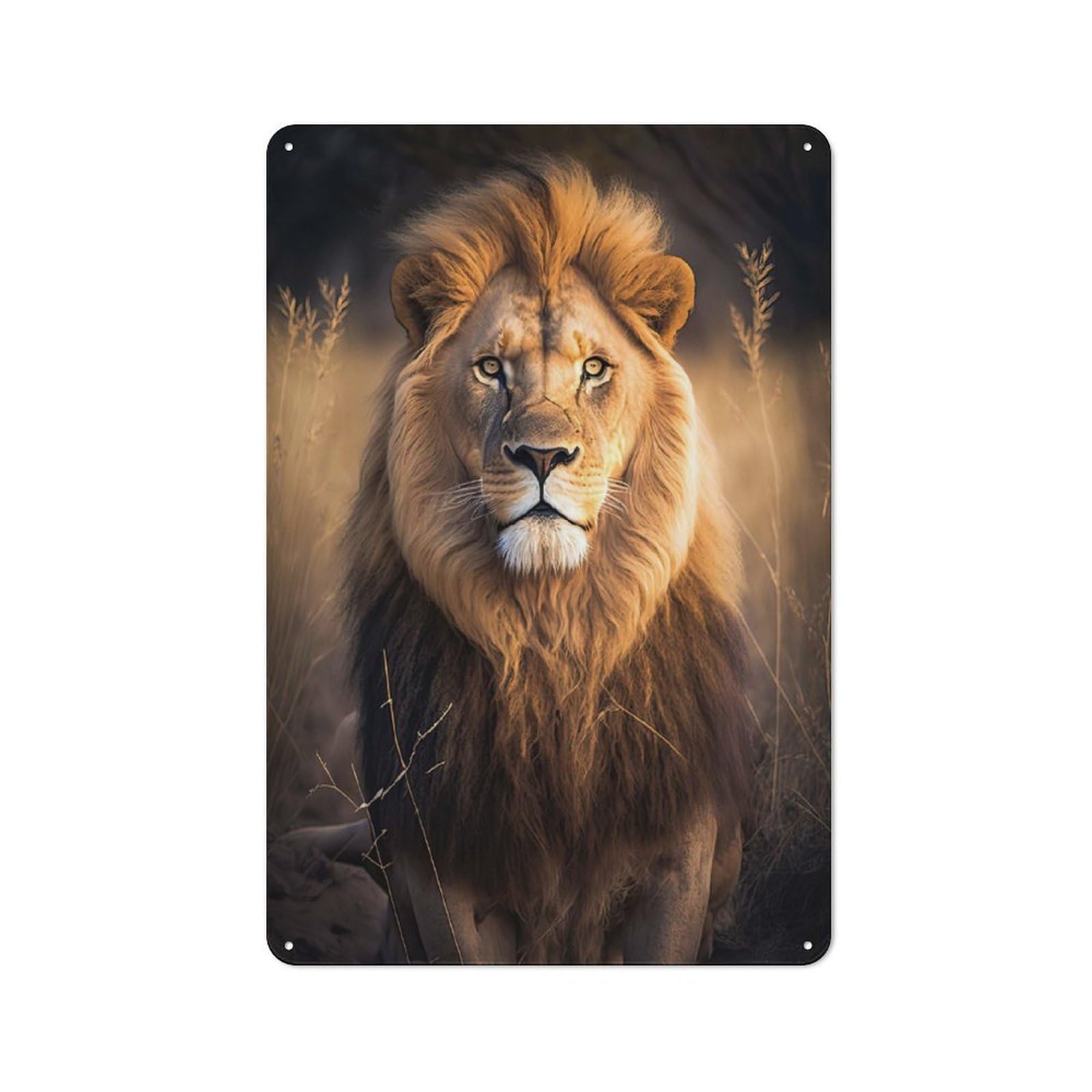 Junmoney Majestic Lion 01 Friendly Metal Wall Decor 30X20cm, Decorative Metal Plaque For Coffee Bar, Small Shop Or Dining Room