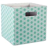 DII Hard Sided Collapsible Fabric Storage Container for Nursery, Offices, Home Organization, (13x13x13) - Honeycomb Aqua