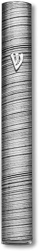 Funda Mezuzah clásica de aluminio negro con rayas grises plateadas, 5 pulgadas