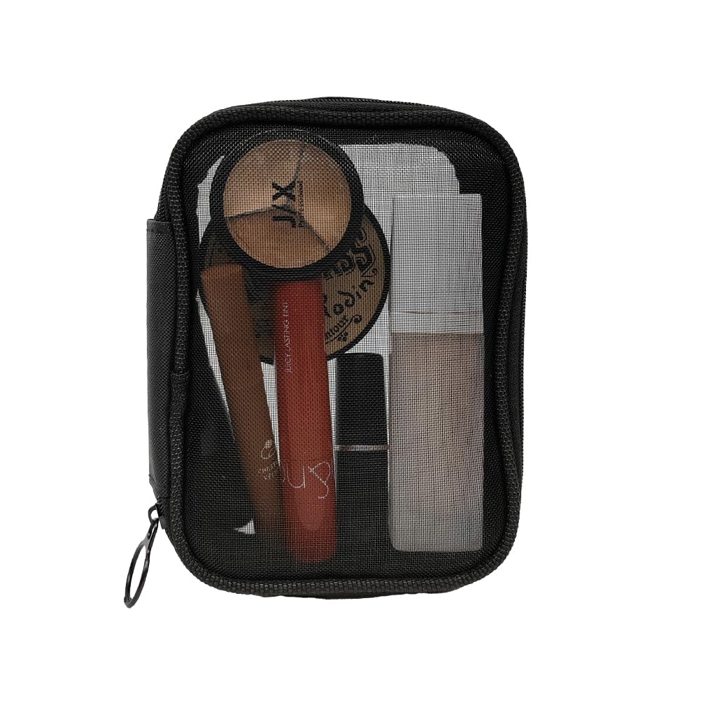 kamumanni Mesh Toiletry Bag, Portable See Through Toiletry Bag, Breathable Mesh Makeup Bag with Zipper, Travel bag for Cosmetics (Small)