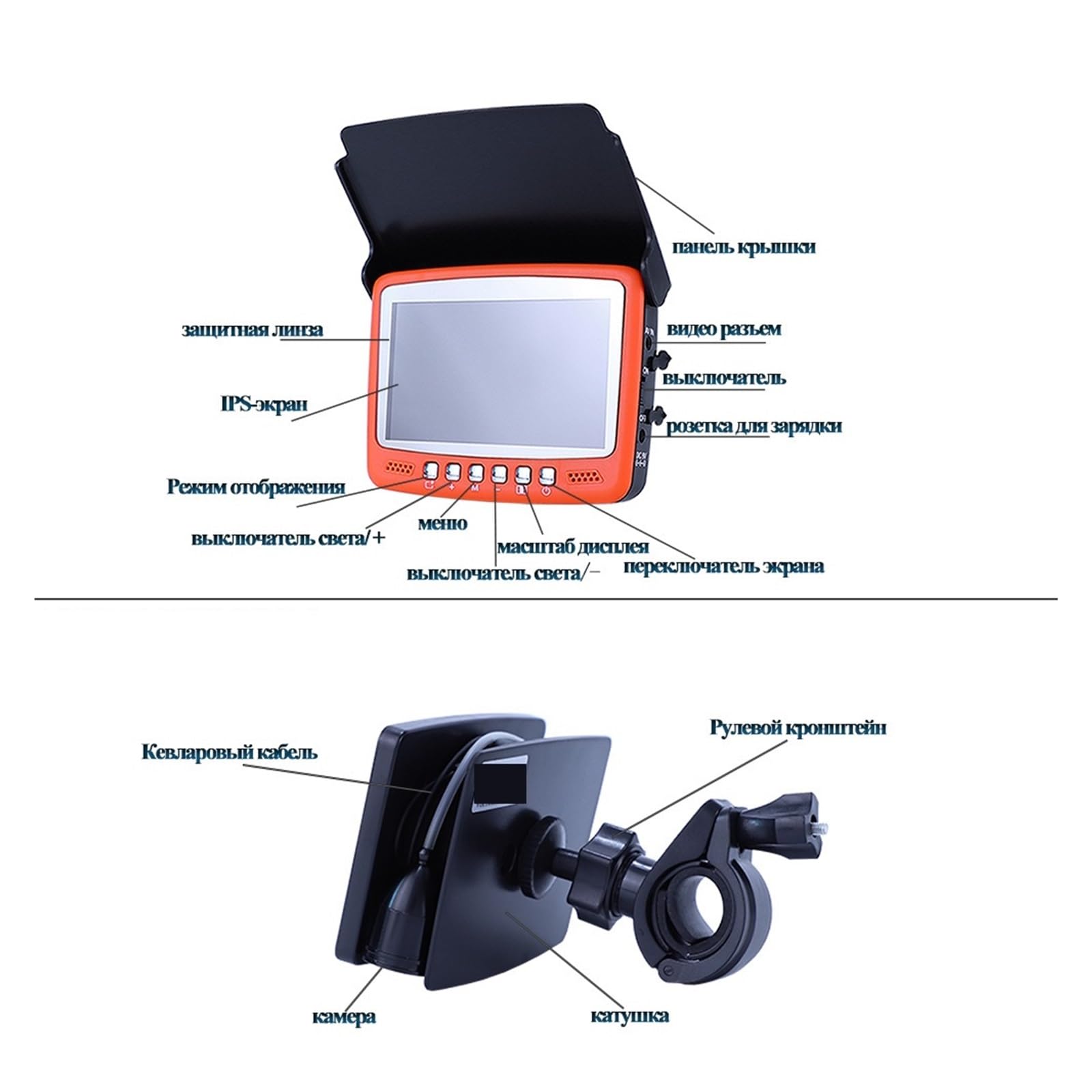 Podwodna kamera do łowienia ryb 4.3 Cal Monitor IPS Visual Fish Finder Kamera wędkarska HD z kablem 15m 1000TVL Sterowanie kamerą podwodną 8 sztuk Światła na podczerwień Zwab ryby blisko(15M)