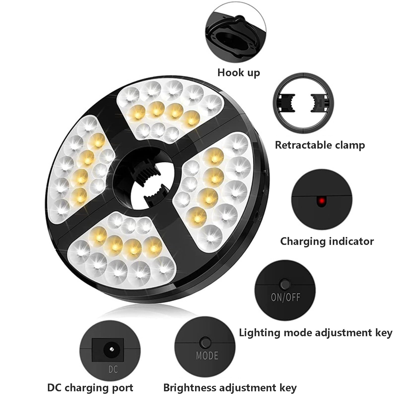 Luces De Paraguas/Parasol Al Aire Libre Luz De Sombrilla De Patio Luces De Iluminación para Sombrilla De Jardín Al Aire Libre 48 Luz LED con 3 Modos para Piscina Terraza Jardín Y Playa