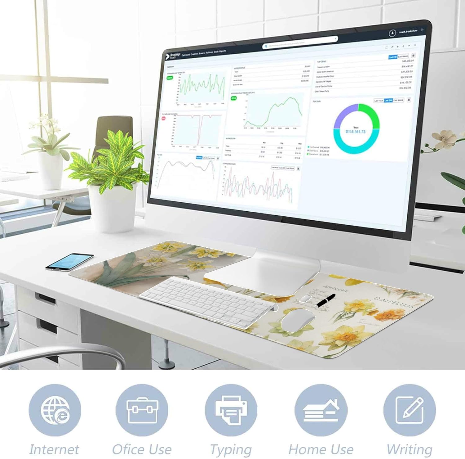 Sunset Palm Tree Mouse Pad - Non-Slip XL Desk Mat for Gaming and Work