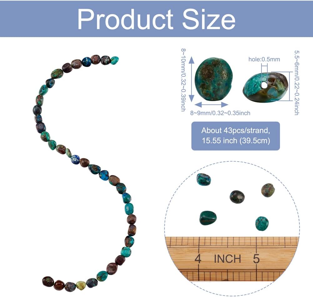 Fashewelry 41Pcs Irregular Natural Chrysocolla Beads Nugget Tumbled Chakra Gemstone Beads Crystal Healing Drilled Loose Beads 8-10x8-9mm for Earring Bracelet Necklace Jewelry Making - Image 4