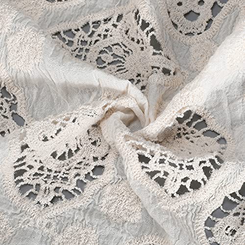 Berax Damen Weste Cardigan Sommer Hippie Gilet Häkeln Hohl Spitze Irregular Boho Ärmellos Cardigan Weste Kurz (Beige)