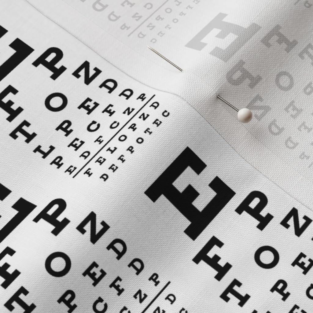 Spoonflower Fabric - Small Black White Glasses Eye Doctor Greyscale Printed on Petal Signature Cotton Fabric by The Yard - Sewing Quilting Apparel Crafts Decor