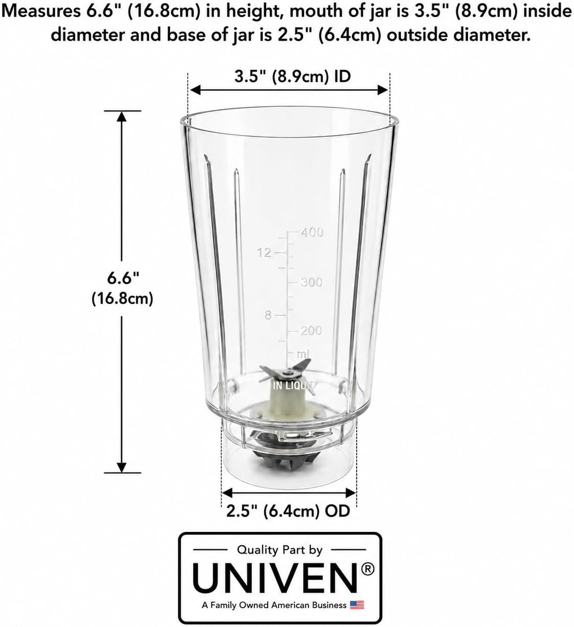 Univen 990014500 Blender Jar and Blade Compatible with Hamilton Beach Blender models 51101 51101AG 51101B 51101BG 51101R 51101RG and 51102. Does Not Include Lid ONLY FITS ROUND BASE MODELS