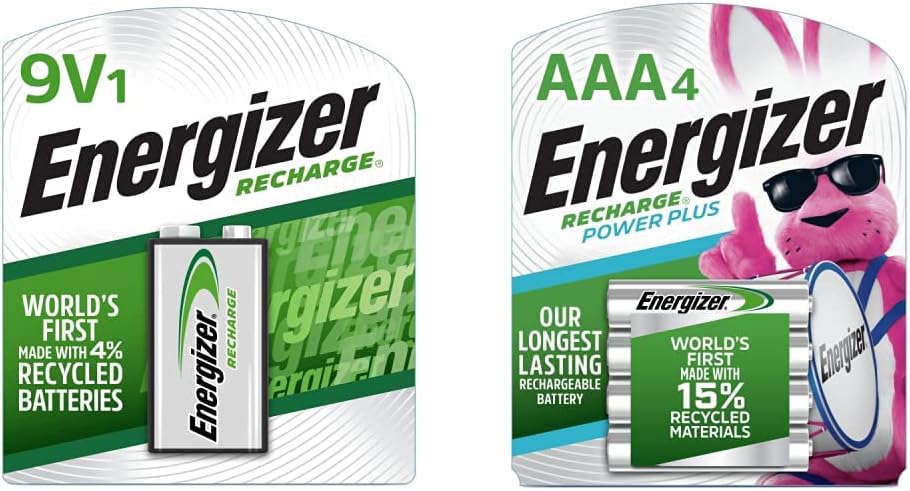 Rechargeable 9V and AAA Batteries (4 Count)