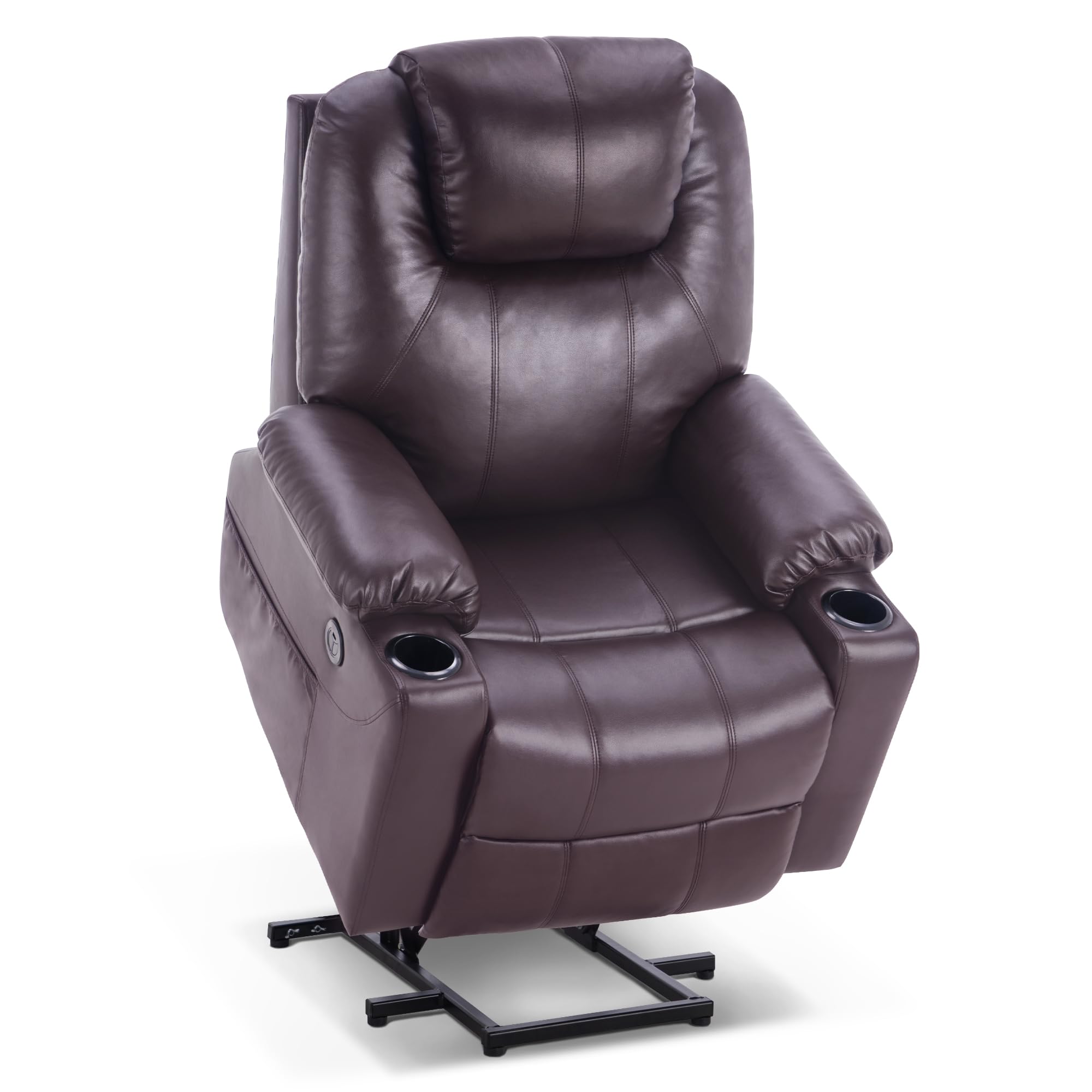 MCombo Sillón eléctrico para levantarse y relajarse, con calefacción, ajustable, conector USB (marrón), color marrón