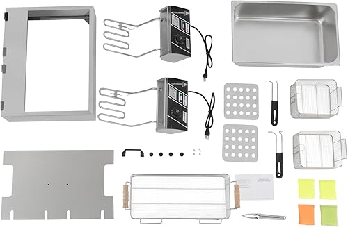Miniatura 5 de Freidora comercial, freidora eléctrica de pavo de 3400 W con 3 cestas y tapas, freidora de aceite individual de acero inoxidable de 12L con