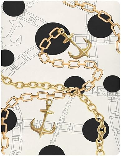 Miniatura 2 de Kigai Modern Chains Anchors Dots Fitted Crib Sheet for Girls and Boys Soft Breathable for Standard Crib  Toddler Bed Mattress 28 x 52 in