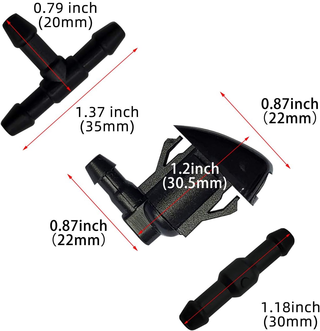 Naviurway Windshield Washer Squirter Nozzle Spray Jet Kit with Fluid Hose Connector Compatible for Jeep Grand Cherokee Chevrolet Malibu Pontiac G6 Saturn Aura Replace Parts OEM # 55079049AA (7 in 1)
