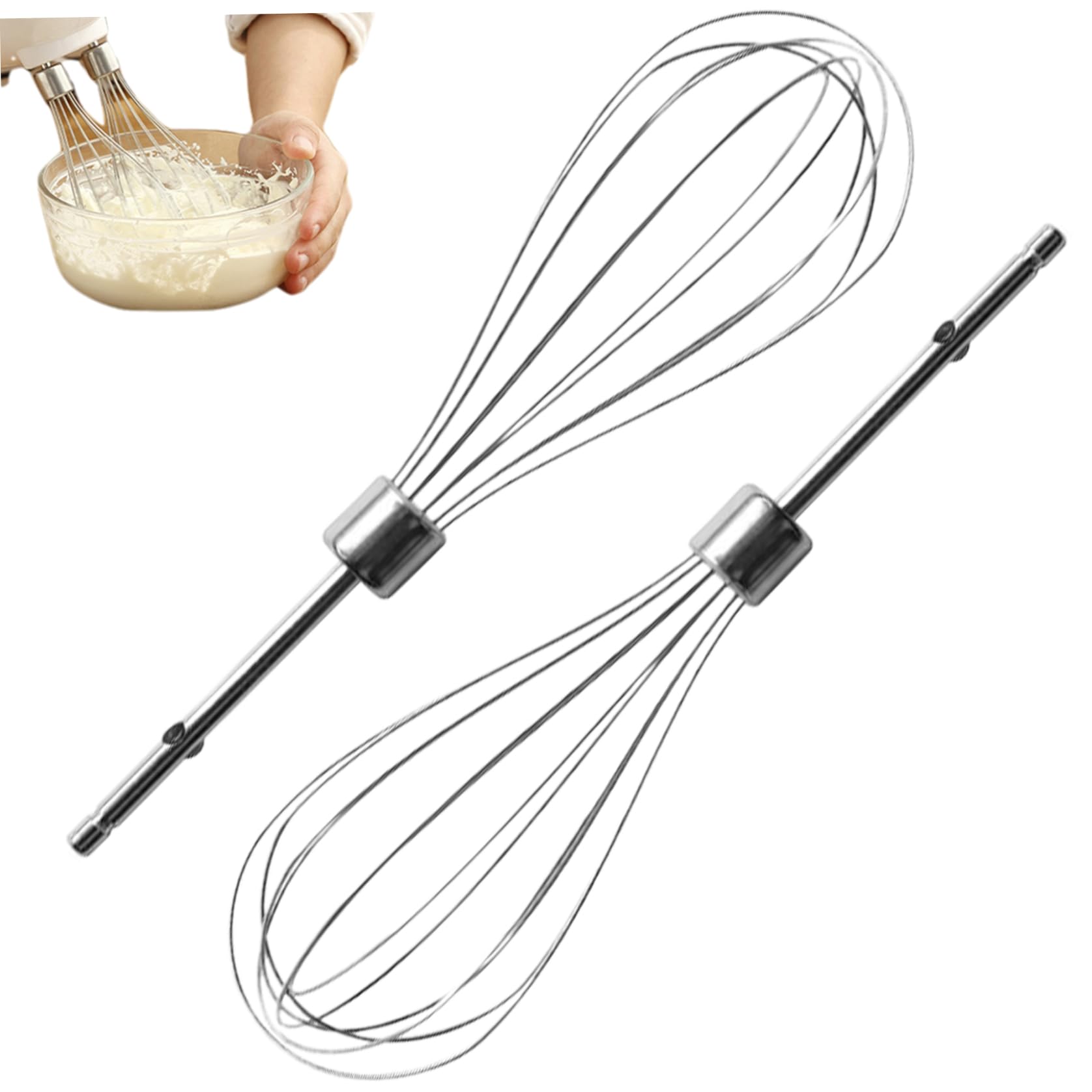Gcroet As Shown 2 Pcs Beaters For Mixer Stainless Steel Kitchen Whisk Attachment For Hand Mixer 7.9 In Long Beater For Flour, Eggs, Frother, Cream