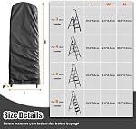Folding Ladder Cover Outdoor Waterproof Protector for Ladder with Drawstring for Step Ladder Anti-UV Patio Garden Household Ladder Storage Bag Black
