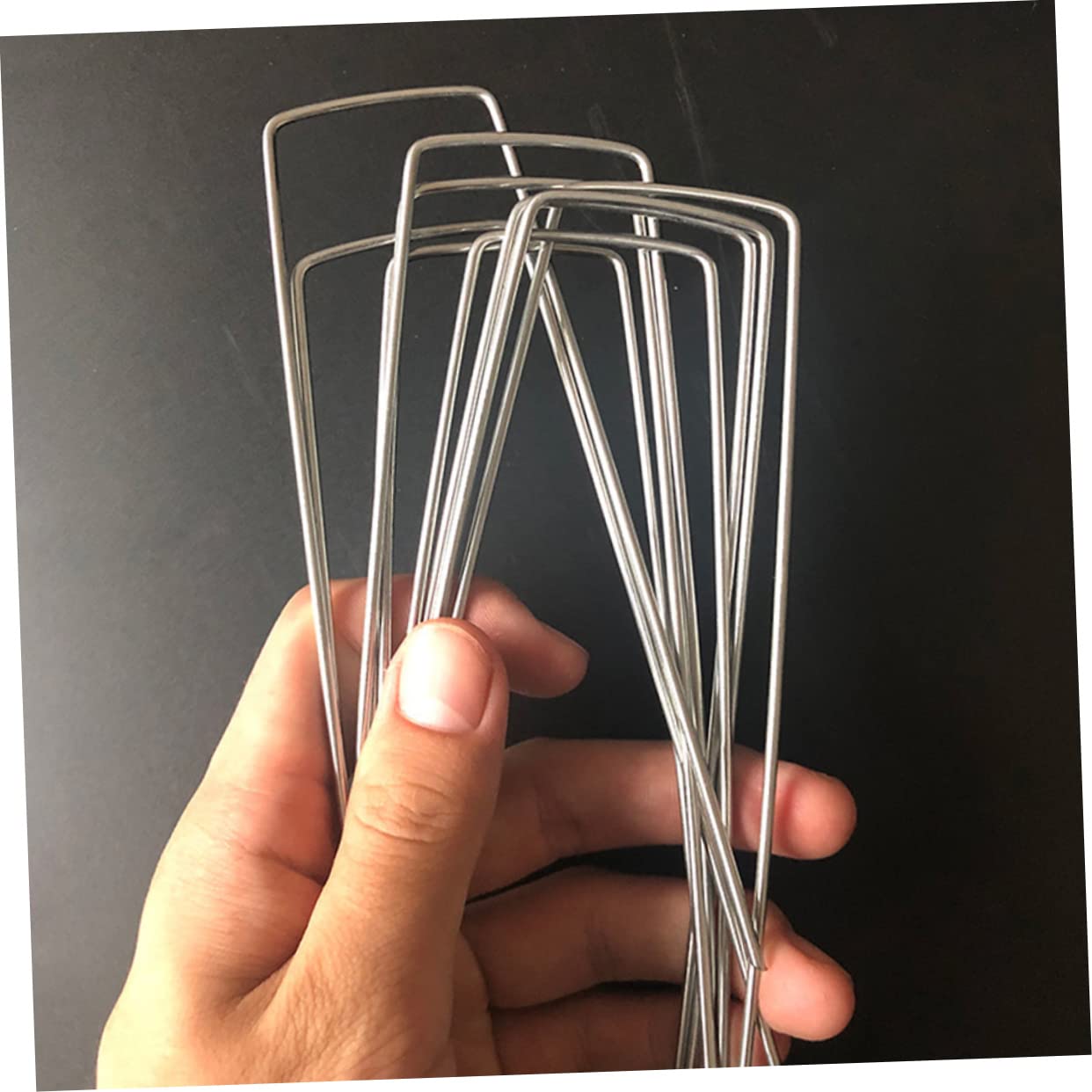 Piquets de Jardinage en U Galvanisé 50 Pièces pour Membrane de Jardin Noir