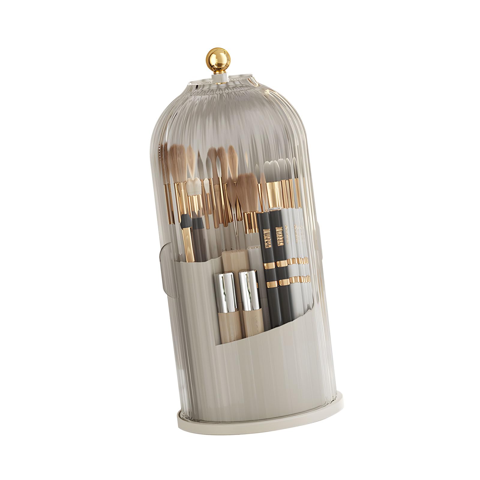 Xjdzineq Space Saving Brush Holder for Makeup Rotating 360 Degree Base Partitioned Sections Protective Cover Sturdy Construction Compact Design Efficient Holder