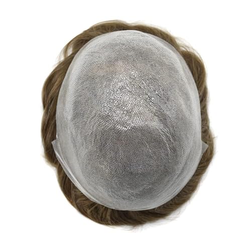 Miniatura 6 de Extensiones de pelo humano Toupee para hombre, sistema de reemplazo de pelo sintético ultra fino para hombres, línea capilar natural en V para