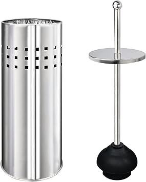 Blue Donuts Toilet Plunger with Holder for Bathroom, Multi Drain Suitable Also for Bathtubs, Quick Dry (Chrome)