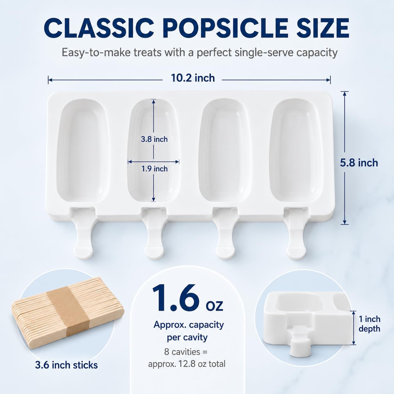 2 Pack Silicone Popsicle & Cakesicle Molds Ice Cream Mold