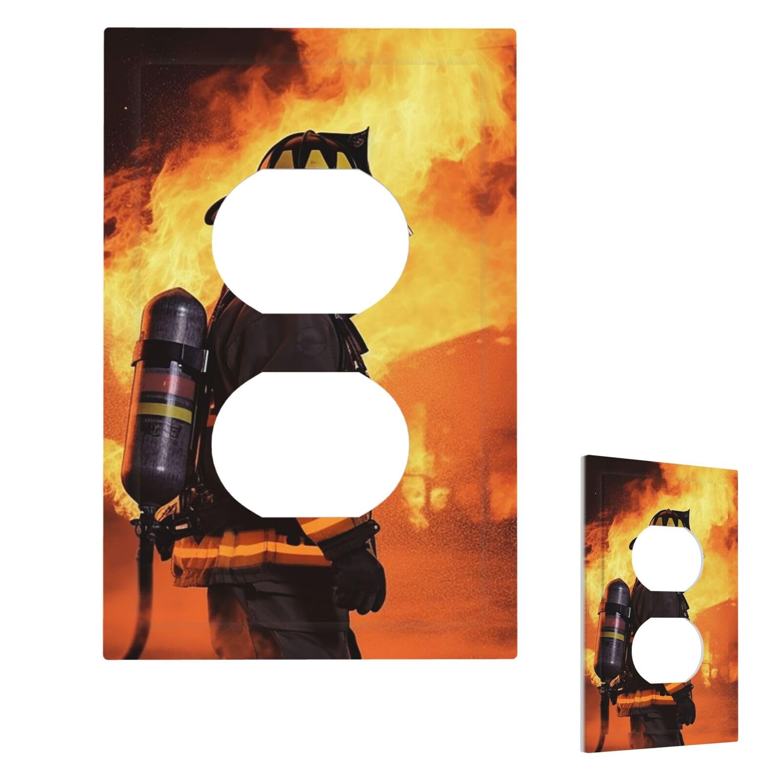 Fodpand Style S Light Switch Cover Firefighter Fireman Flame Wall Plate 1 Gang Switch Plate Covers Decorative Outlet Cover Electrical Receptacle Faceplate For Bathroom Kitchen Decor Wall Plates 5" X 3"