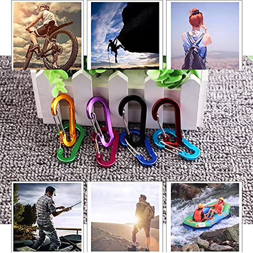 Abcool 8Pcs Small Keychain Clips Mini Carabiner - 2 Inch Aluminum Durable Quick Release Auto Locking D-Shape Spring Loaded Wire Gate Clip For Home, Rv, Camping, Fishing, Hiking, Traveling And Sports #TOP2