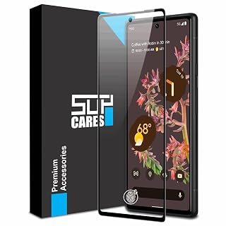 SupCares Tempered Glass for Google Pixel 6 (6.4 Inch) With Installation Kit | 9H Edge to Edge Screen Protector | Black