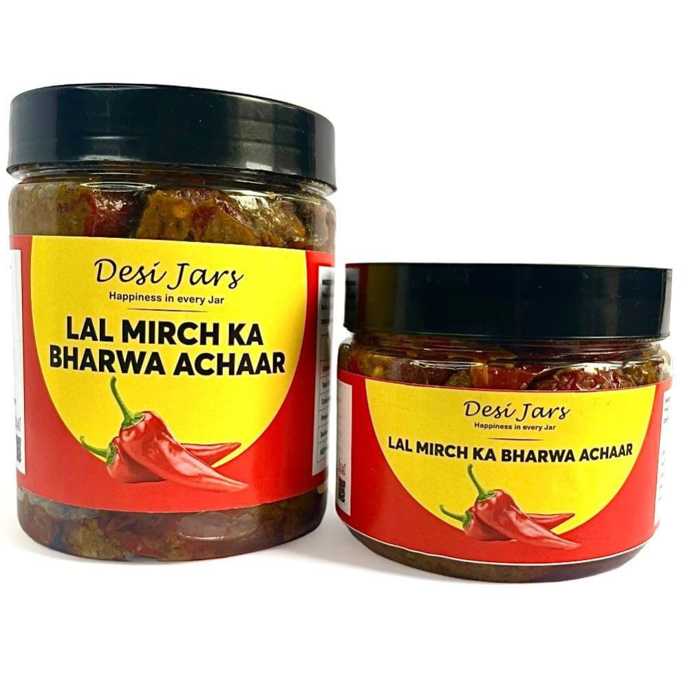 Desi Jars Stuffed Red Chilli Pickle (500G) | Traditional Punjabi Recipe | Handmade With Love | Sun Dried Red Chillies | No Artificial Colour & Flavour (B0DDCRFJLC) Amazon Price History, Amazon Price Tracker