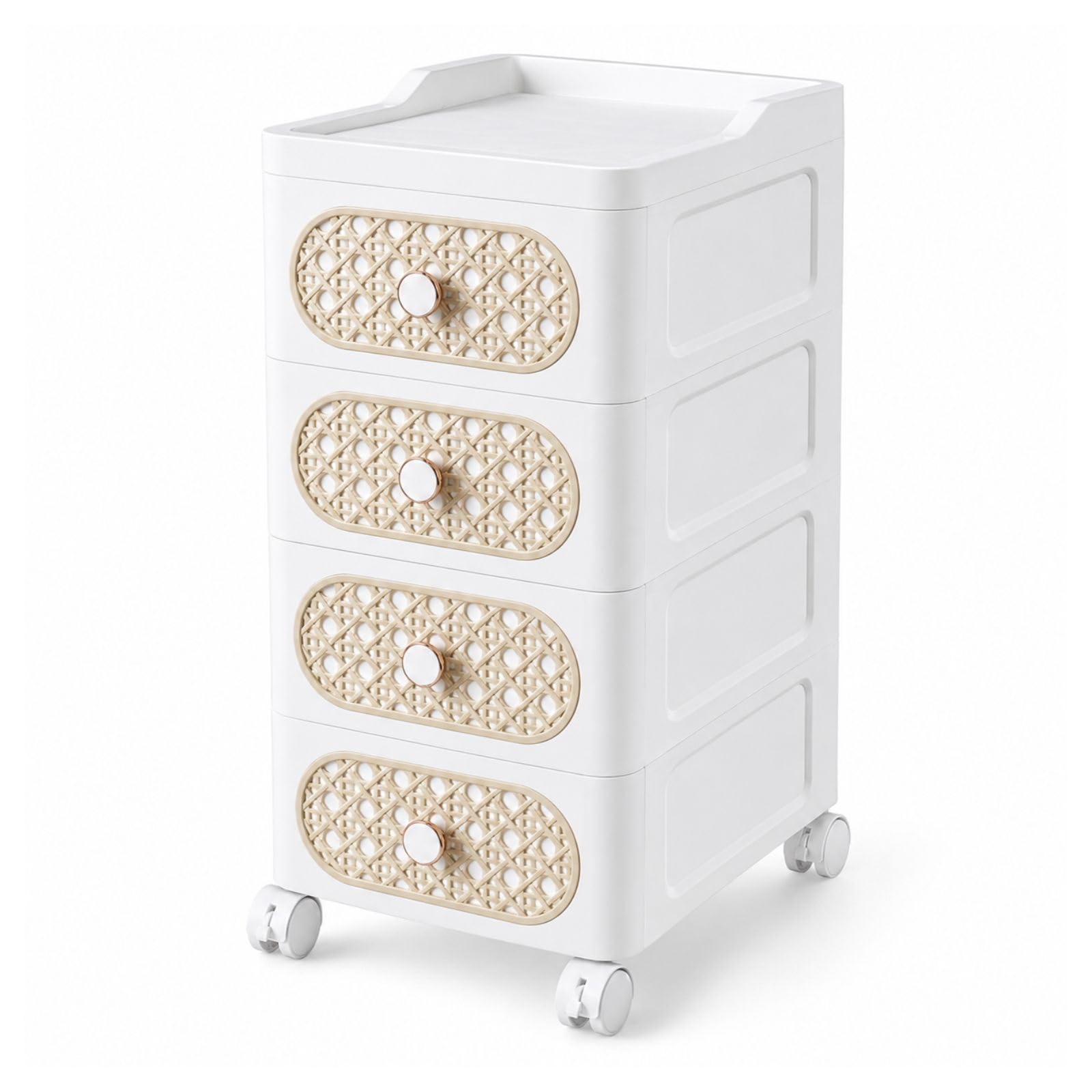 SMILEDRIVE® Plastic Storage Cabinet with Wheels | 4 Layer Storage Organizer Drawer with Top Tray | Portable Storage Unit for Bedroom, Bathroom, Office Kitchen | White-image-39