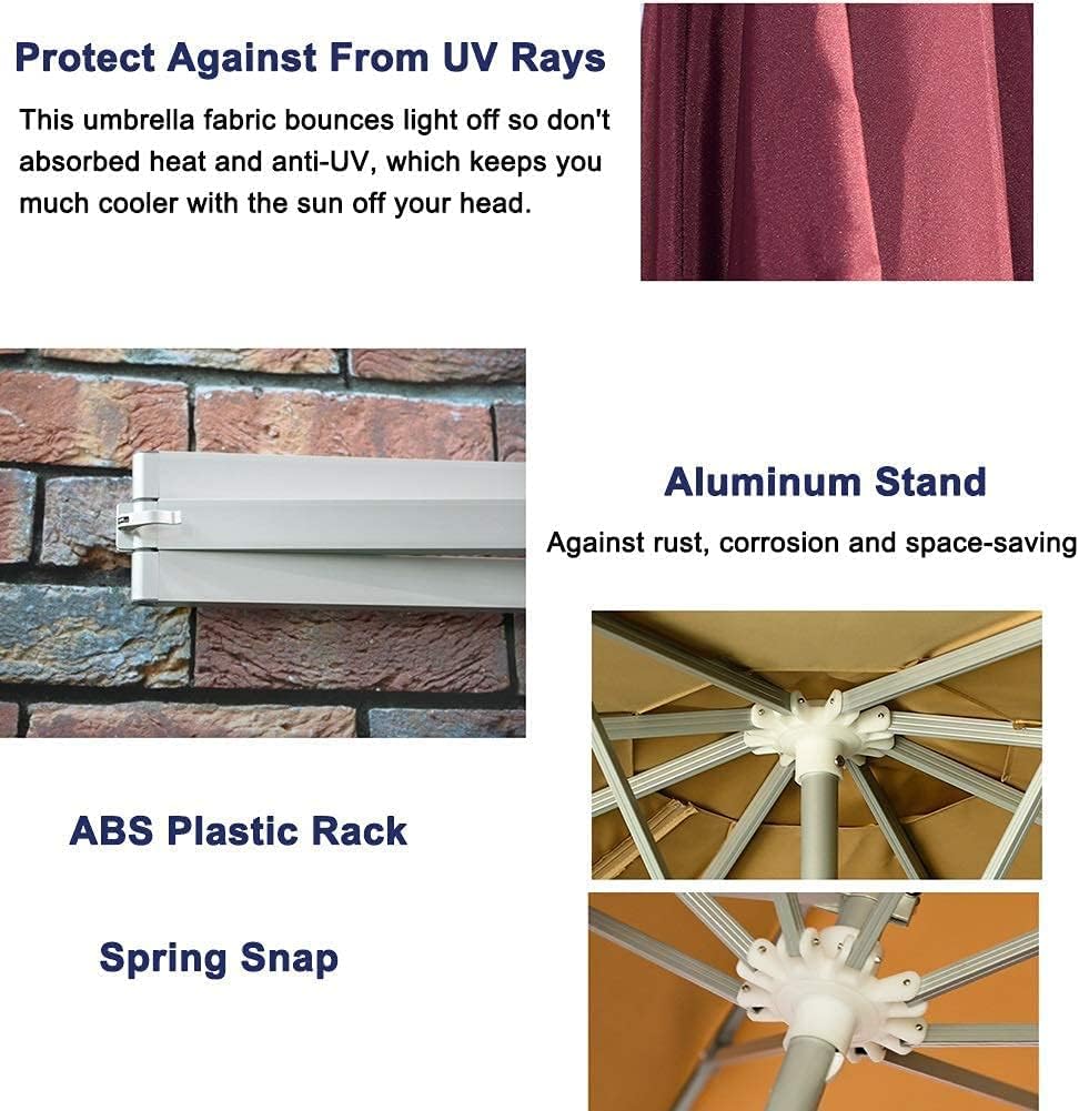 Parasol Umbrella Wall Hanging Patio Umbrella, Green Table Market Umbrella with Weather-Resistant Zipper, Deck Pool Heavy Duty Sun Umbrella (Size : 220cm) ()